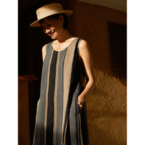 No Good See City Original Design Harness Vest Skirt Female splicing vertical stripes Thin Display High Summer Outwear