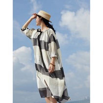 No good to see City Japan imports silk cotton black and white large pane art sensary dress (good night girl)