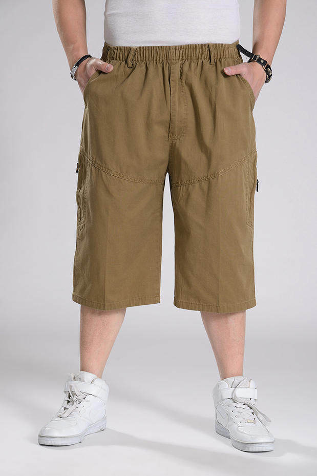 夏季薄款大码男装中裤加肥加大宽松七分裤肥佬胖子大裤衩休闲短裤