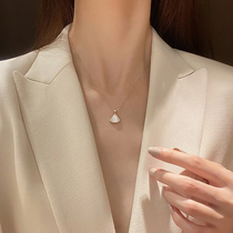 South Korean pure silver fan-shaped necklace 2022 new female light extravagant and small crowd design sense lock bone chain accessories minimalist neck chain