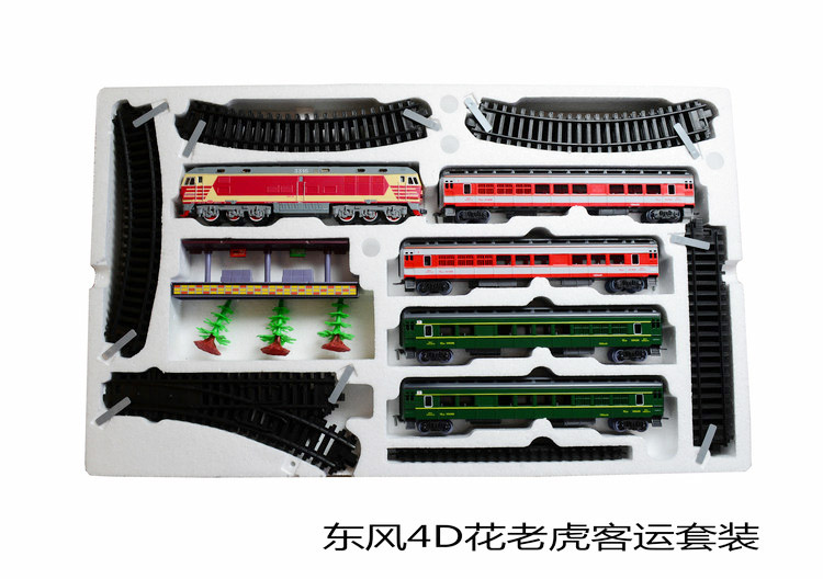 电动仿真火车模型玩具轨道小火车绿皮火车东风4d花老虎