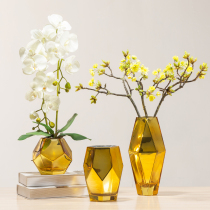 American light luxury glass vase gold and silver geometry living room flower model room home soft countertop flower Ware
