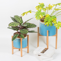 Nordic solid wood flower stand household rack Beech garden balcony indoor floor-to-ceiling wooden frame storage bag decorations