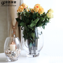 Vase glass living room ornaments Oval Candlestick European-style home desktop display round flower table decoration