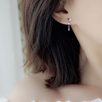 Small Z excellent 925 sterling silver exquisite fresh cute leaves zircon mini earrings earrings student gifts