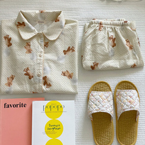 Girl heart full of Korean cute bear home clothes ~ fafamarket cotton half sleeve pajamas set