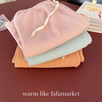fafamarket Korean imported ins style simple casual cotton skin-friendly waffle pajamas womens trousers