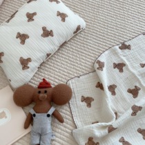 Super soft ~ fafamarket Korea imported ins Wind bear print childrens blanket nap carpet gauze blanket