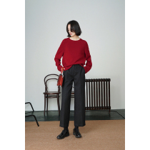 Spot-CCHER West and yarn-dyed wool nine-point straight pants floral yarn texture womens XKUB2416