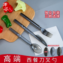Zesuo long handle plastic spoon disposable knife and fork spoon soup spoon Fork West tableware tableware spoon 100 forks
