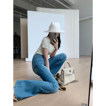 UNICA 2 color ten thousand years self wearing 3 meters long legs improved high waist thin stretch retro horn jeans