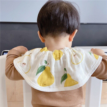 Baby 360-degree baby bib bamboo cotton gauze elastic mouth bib soft water suction large mouth towel