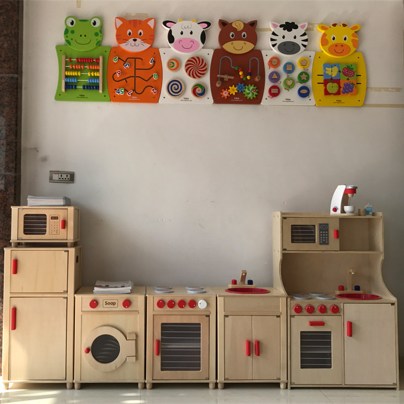 儿童娃娃家玩具厨房全套 早教过家家幼儿园角色扮演区游戏屋木制