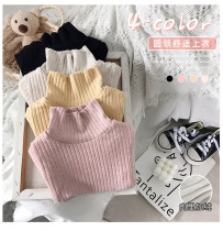Xiaobao Family 2021 Winter New Korean Edition Boys and Girls Solid Color Fleece Warm Tops Baby High Neck Undershirt Tide