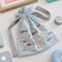 Embroidered Diy Bunch Pocket Material Bag Handmade Self-Embroidered Swimming Small Man Cloth Art Draw Rope Cashier Bag Send Bestie Gift
