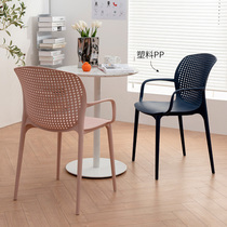 Nordic hollow plastic dining chair Household personality hollow plastic chair creative stackable simple outdoor coffee chair