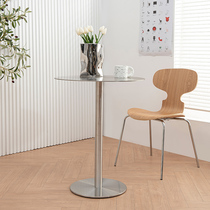 Stainless steel middle-aged dining table household creative simple modern small apartment Net red light luxury negotiation commercial small round table