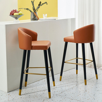 Light luxury solid wood bar chair American high stool Nordic bar chair modern simple home backrest leather chair