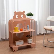 Nordic simple floor-to-ceiling wrought iron bookshelf creative cartoon living room storage rack multi-layer storage shelf sofa side several