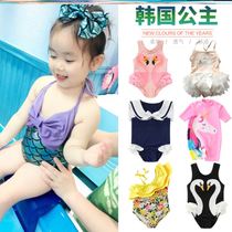 Korean version of Korean foreign boy sunscreen Princess short sleeve floating beach child full body children swimsuit girl summer buoyancy