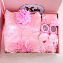 Spring and autumn winter baby gift box set baby thick warm full moon 100 days gift gift Princess lace dress