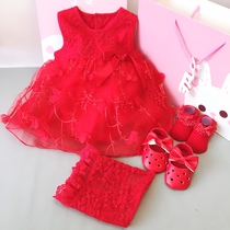 Summer cotton female baby Full Moon gift Princess puffy dress newborn 100 days gift box set baby dress