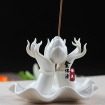White porcelain Lotus Buddhist hand fragrant inserts sandalwood stove fragrant plate indoor fragrant incense with single-hole creative meditation incense stove