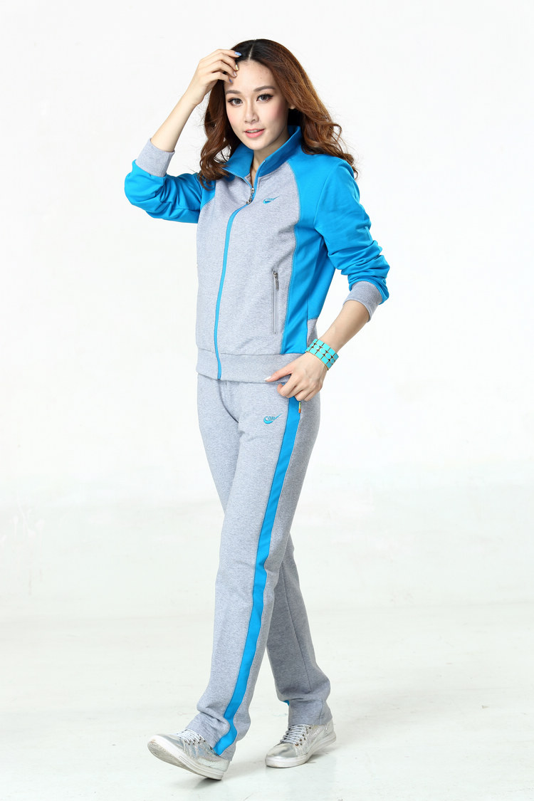 城德美春秋经典687 女士立领纯棉卫衣棉撞色开衫运动服休闲套装