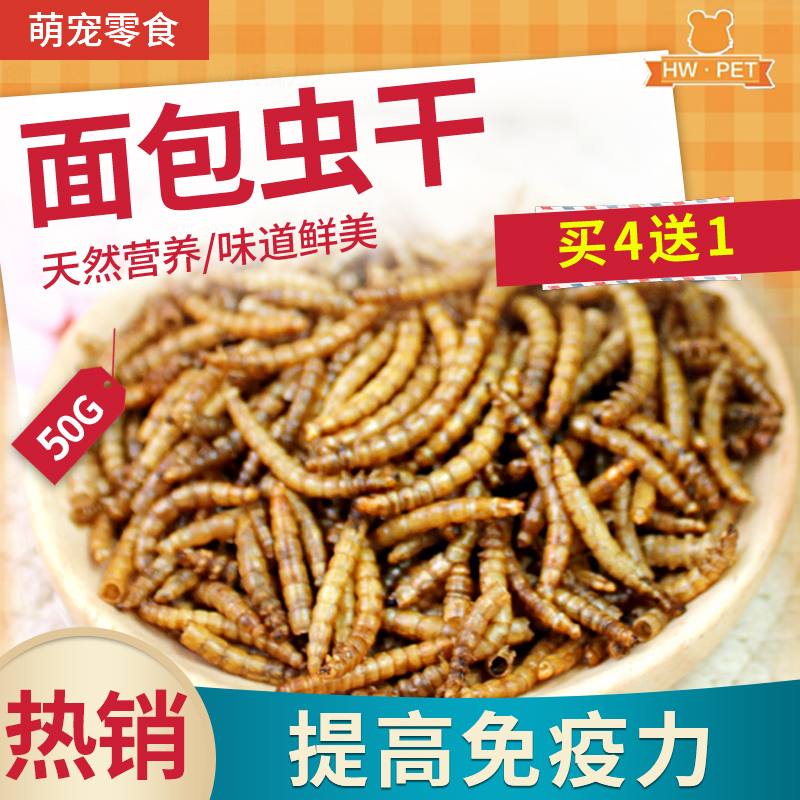 Buy 4 get 1 nutrient protein supplement bread worm dry 50g pack to make up for the fear of live worm breeders