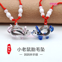 Year of the Rat fetal hair pendant fetal hair pendant 12 Zodiac sign souvenir baby hair necklace pendant diy homemade
