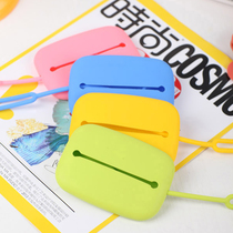 Creative candy color multifunctional silicone key case card bag coin purse key chain magic card bag