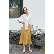  MISAZ homemade summer new product simple and bright holiday style simple midi skirt two-color midi skirt