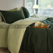 FAFAHOME Retro simple solid color 100 pure cotton cotton knitted cotton bed four-piece set of naked sleeping sheets