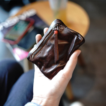 GUOCOLEE custom vegetable tanned cowhide vintage tanned coin earphones storage card bag