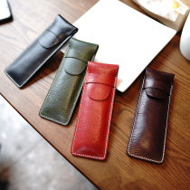 GUOCOLEE custom handmade tanned cowhide leather all-inclusive single pen bag pen case leather storage protective cover