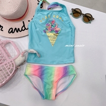 4-14 Green three-dimensional flower bronzing ice cream split swimsuit