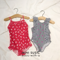 Girl full-printed cherry one-piece swimsuit