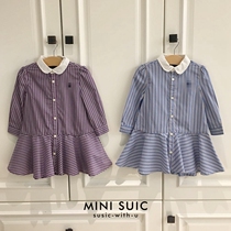 12-36 months girl woven cotton rl striped long sleeved shirt (classic)