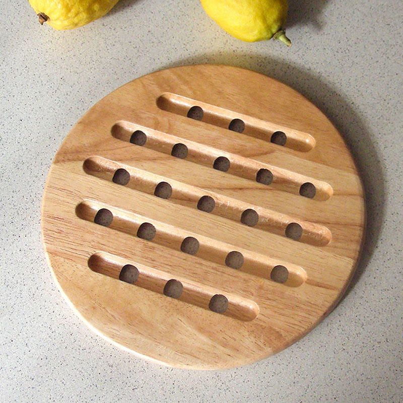 简欧原木 真正实木锅垫 橡胶木锅垫餐垫隔热垫碗垫盘垫 圆形_5折现价