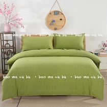 Autumn Winter New Pure Cotton Old Coarse Cloth Bed Linen Bed Bedding Four Pieces Of Pure Color Plaid Series