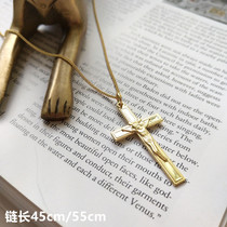 Christian Jesus S925 sterling silver gilded cross necklace Christian jewelry gift cross necklace pendant