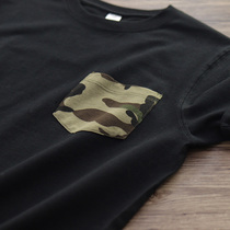 Amei Kazu Contrast Color Camouflage Pocket T-Shirt Mens Summer Trend 260g American Vintage Heavy Cotton Short Sleeve TEE