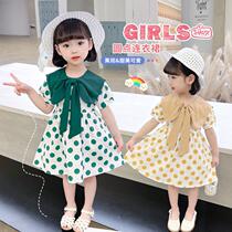 Summer girl artificial colour cotton Korean version round point cute fashion new one-piece dress with dress cute student dress