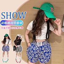Girl Blend Summer Season Style Personality Suit New Cute Shorts T-shirt Two Sets Little Kids Clothes Thin