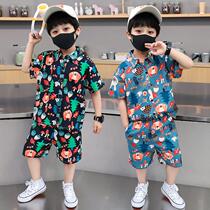 Blend Summer Personality Boy Clothes Summer Cartoon Suit Shorts T-shirt Short Sleeve Kids Clothes Brands Home Clothes