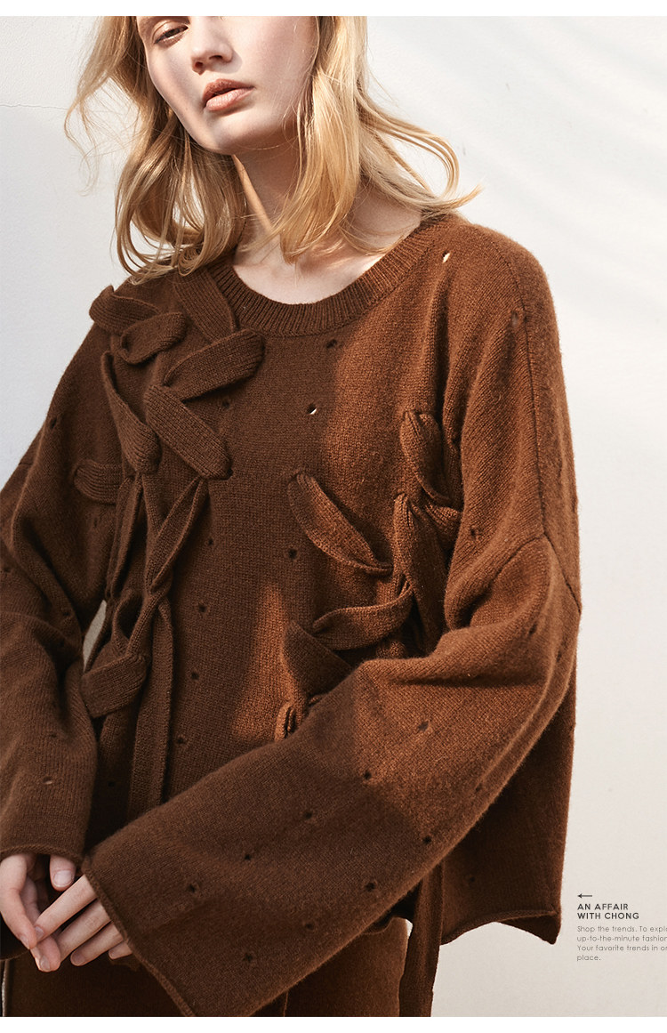 small insect irregular loose hooded knit wool yak