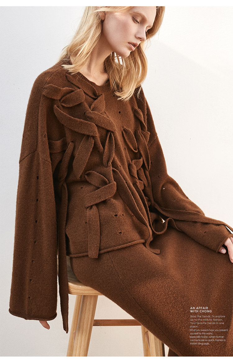 small insect irregular loose hooded knit wool yak wool thick