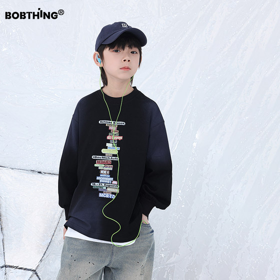 Boys Spring Clothing 2025 New Children's Clothing Tie-Dye Color Letters T-shirt Medium Large Children's Long Sleeve Base Shirt Sweater Boys Spring Clothing 2025 New Children's Clothing Tie-Dye Color Letters T-shirt Medium Large Children's Long Sleeve Base Shirt Sweater