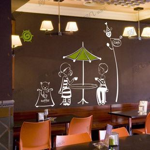 咖啡店 格凡 橱窗玻璃墙贴纸咖啡屋装饰贴画4005 新款咖啡店贴纸
