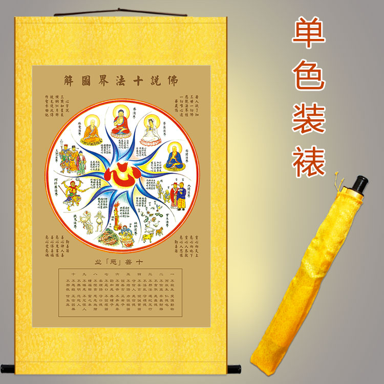 佛说十法界图解十界一心四圣法界佛教挂画装饰画卷轴画丝绸画